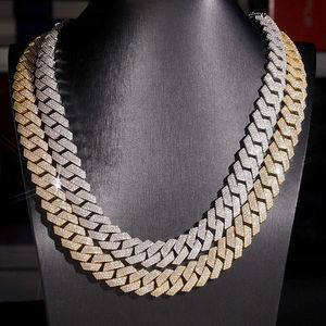 16mm <b>Iced</b> <b>Out</b> Cuban Link <b>Chain</b> Necklace Triple Row VVS Moissanite Diamond Hip Hop Jewelry for Men Custom Wholesale Supplier - Product Image 1