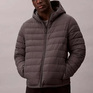 Veste matelassée légère pour homme en nylon Ripstop gris foncé, personnalisable, best-seller, pour l'extérieur - Product Image 1