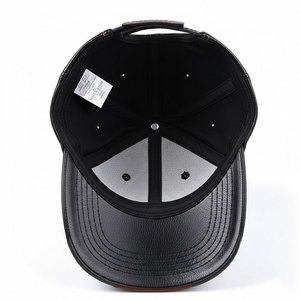 <b>Men</b>’s <b>Black</b> PU Leather <b>Cap</b> Classic Stitched Panel Baseball Hat Curved Peak Adjustable Casual Driving Outdoor Fashion Headwear - Product Image 6