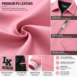 Custom Pink Leather Varsity <b>Jacket</b> for <b>Men</b> Premium Letterman Bomber <b>Jacket</b> with Embroidered Chenille Patches OEM ODM Manufacture - Product Image 5