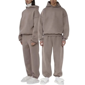 Survêtements unisexes streetwear teints, en molleton épais, coupe ample, personnalisables avec logo, pantalons de survêtement en coton surdimensionnés - Product Image 1