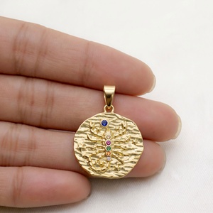 Wholesale 925 Solid Sterling Silver <b>Gold</b> Plated Scorpion <b>Medallion</b> Pendant Multicolor CZ Fine Jewelry Memoria Jewels - Product Image 3