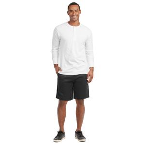 Shorts d'été décontractés pour hommes en toile 100% coton, maille respirante, taille élastique, grande taille, coupe athlétique, broderie unie - Product Image 2