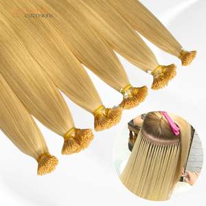 2025 Venta caliente puntas de cabello humano de queratina doble dibujado cutícula virgen alineada I Tip extensiones de cabello humano 100 piezas - Product Image 1