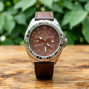 Ensemble de 2 montres-bracelets pour hommes en cuir marron imperméables à quartz avec bracelet magnétique en cuivre, ensemble de montres de luxe pour hommes, cadeau pour amis - Product Image 5