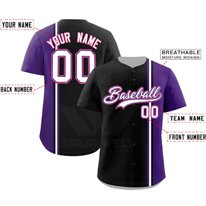 เสื้อเบสบอลสั่งทำพิเศษ สีชมพูกรมท่า ลายทาง พิมพ์ลายแบบ Sublimation สำหรับผู้ใหญ่ แขนสั้น ติดกระดุมด้านหน้า ระบายเหงื่อได้ดี ชุดกีฬา - Product Image 2