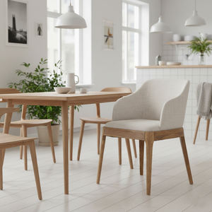 Silla de Comedor de Diseño Industrial Tapizada en Tela de Madera Natural, Artesanía Superior, Cojín Suave Moderno, Resistente, para Restaurante - Product Image 6