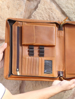 Porte-documents portable en cuir véritable de qualité supérieure avec logo personnalisé, format A4, style vintage, pour le bureau, papeterie de bureau
