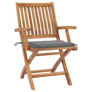 Chaises de patio pliantes en bois de teck massif, 4 pièces, avec coussins - Product Image 2