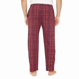 OEM <b>Men's</b> Designer Casual Pants Mid Waist 100% Cotton Flannel Custom Red Checked Brusted Elastic Waist - Product Image 3
