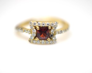 Handcrafted 18K Gold Plated 925 Sterling <b>Silver</b> Rectangle Garnet <b>Statement</b> <b>Ring</b> for Women-Wedding Engagement Anniversary Gift - Product Image 2