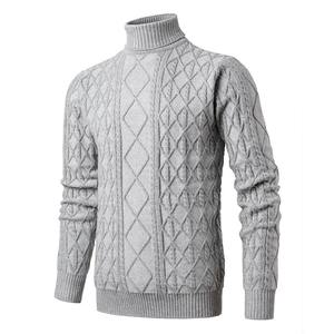 Cable Knit Turtleneck <b>Sweater</b> Full Sleeve Geometric Pattern <b>Pullover</b> Winter Wear <b>Pullover</b> <b>Sweater</b> - Product Image 2
