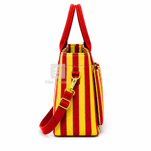 Custom NSPDK Sorority Tote bag red and gold Embroidered Logo Striped Daily Use Large Capacity <b>Canvas</b> Tote bag - Product Image 4