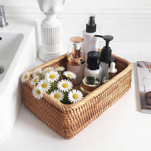 Cesta de Ratán Bohemia Elegante Hecha a Mano para Almacenamiento Decorativo, Cesta de Ratán Natural Hecha a Mano para Interiores Rústicos Modernos 2026 - Product Image 5