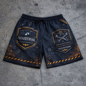 Industrial Graphic Mesh <b>Shorts</b> Men Breathable Drawstring Training <b>Shorts</b> Lightweight <b>Tech</b> Style Activewear OEM Supply - Product Image 3
