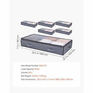 Contenitori Grandi da 90L per Vestiti Sotto il Letto, 39.2 X 19.7 X 7.1 Pollici, con Coperchi Trasparenti e Profilo Basso per Letto - Product Image 4