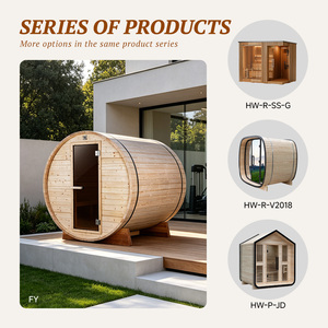 Sauna extérieur en forme de baril à montage facile, cabane en <span class=keywords><strong>bois</strong></span> préfabriquée, espace de repos modulaire pour jardin avec porte en verre trempé, en stock, prêt à être expédié - Product Image 4