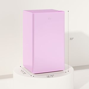 Mini Frigo 12V con Congelatore 3.2 Cu.Ft, Porta Singola, Termostato Regolabile, Porta Reversibile, Rosa, per Ufficio - Product Image 3