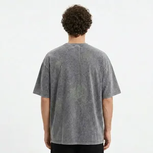 เสื้อยืดผู้ชายทรงโอเวอร์ไซส์ แขนสั้น ล้างสีแบบแอซิดวอช รุ่นใหม่ปี 2026 ผ้าคอตตอนถัก 100% น้ำหนัก 230 กรัม เป็นมิตรต่อสิ่งแวดล้อม คอกลม สไตล์ลำลอง สีเทา วินเทจ - Product Image 2