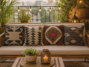 Fundas de Cojín Geométricas Boho Kilim, Juego de 4 Piezas, Lana, Yute, Algodón, Estilo Tribal Suroeste, para Decoración Rústica del Hogar y Sofá - Product Image 5