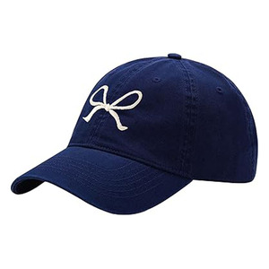 Gorra de Béisbol Ligera Azul para Mujer con Lazo Bordado en Blanco, Diseño Suave, Casual y Ajustable para Mujeres y Niñas - Product Image 1
