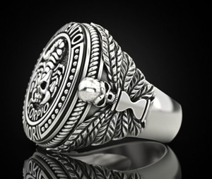 Anillo de Plata de Ley 925 con Calavera Memento Mori de Escorpio Oxidado en Negro - Product Image 2