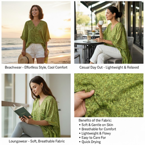 Caftán de Seda Habotai de Lujo, Estampado Floral a Mano, Cuello en V, Manga con Volantes, Ropa de Noche, Obra Maestra Hecha a Mano para Mujer - Product Image 6