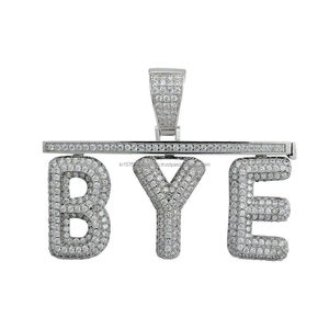 Collier Pendentif Lettre Trap, Diamant de laboratoire Iced Out, Plaqué Or 18K, Chaîne Hip Hop, Bijou de luxe Bling, Cadeau - Product Image 6