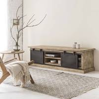 Meuble TV Vandana Cresta Sereno en bois de manguier brossé et métal, 160 cm