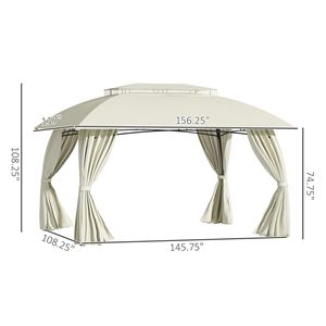 Beige 13x10 Outdoor <b>Canopy</b> Double Vented <b>Roof</b> Zipper Closure Patio Gazebo Metal Pole Sidewalls for Garden Lawn Backyard Deck - Product Image 3