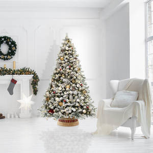 Woven <b>Christmas</b> <b>Tree</b> Collar with Elegant Ribbon and Cord Cutout <b>Stand</b> and Accessories - Product Image 3