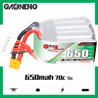 Batterie LiPo GNB GAONENG 5S 650MAH 18.5V 70C 140C avec prise XT30 pour drone de course, quads brushless, entraînement de débutant en FPV