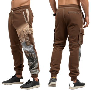 Pantalon empilé de luxe pour homme Mocha Ridge avec construction en coton lourd de qualité supérieure et style graphique brodé artistique - Product Image 2