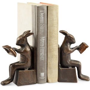 Porte-livres Lapin Éducatif en Fer de Qualité Supérieure, Finition Bronze Antique, Supports Métalliques pour Livres en Forme de Lapin pour la Décoration de la Maison et du Bureau - Product Image 1