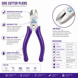 Professional Flush Side Cutter Pliers for Jewelry Making Precision <b>Wire</b> Cutting Tool Stainless Steel Soft Grip Handle DIY <b>Craft</b> - Product Image 4