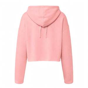 Women Cropped Hoodie Light Pink Pullover Soft Fleece Hooded Sweatshirt Casual Loose Fit <b>Long</b> <b>Sleeve</b> <b>Crop</b> Top Women Casual Winter - Product Image 2