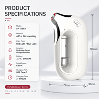 Injecteur d'oxygène haute pression pour le rajeunissement de la peau, pulvérisateur facial à jet d'oxygène hydratant avec lumière rouge et bleue pour usage domestique et professionnel