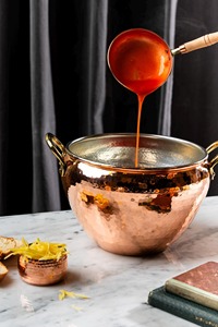 Olla de Cobre Redonda con Tapa, Utensilios de Cocina de Metal Duradero, Asa de Aleación de Zinc, Exterior Pulido - Product Image 4