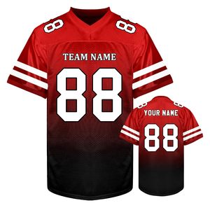 Custom Sublimated American Football Jersey <b>Men's</b> Short Sleeve V-Neck Breathable Mesh Team Name Number All Seasons - Product Image 1