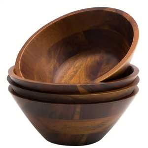 <b>Large</b> Segmented Acacia Wood Salad Bowl with Salad Claw Servers Handcrafted Natural Wooden Serving Bowl Set Sustainable Kitchen - Product Image 4