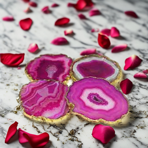 Wholesale Natural Crystal Pink <b>Agate</b> Love Style Semi-Precious Stone Tea <b>Coasters</b> & Table Figurines Home Decorative Gemstone - Product Image 2
