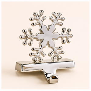 Premium Silver Chrome Metal Snowflake Christmas Stocking Holder Heavy Duty <b>Weighted</b> Fireplace Mantle Hanger <b>Stand</b> For Holiday - Product Image 3
