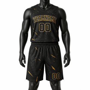 Ensemble d'uniformes personnalisés pour équipe de basketball |   Maillots respirants en polyester 100% sublimé, shorts à cordon de serrage |   T-shirts à bretelles en V |   Personnalisé - Product Image 1