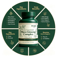 Capsules OEM Maca Panax Ginseng Complex pour Hommes – Soutien Naturel Énergie et Stamina – 60 Gélules – Marque Privée – Vente en Gros Usine – Durée de Conservation 18 Mois