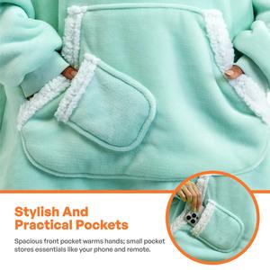 Custom Warm Cozy <b>Oversize</b> Plush Sherpa <b>Blanket</b> Big Hooded Sweatshirt Above Knee Women Christmas <b>Blankets</b> <b>Hoodie</b> - Product Image 5