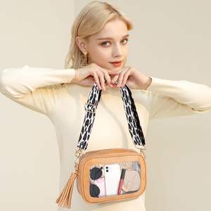 Sac bandoulière transparent pour femme avec sangle léopard, petit portefeuille transparent pour événements sportifs, rangement maquillage et téléphone, Chine - Product Image 2