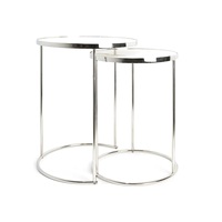 Table gigogne en métal de qualité supérieure avec plateau en marbre, tables d'appoint rondes durables pour le mobilier de salon contemporain
