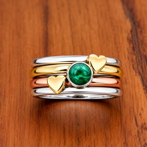 Designer 925 Sterling Silver Natural Malachite <b>Spinner</b> <b>Ring</b> Boho Multi Band Gemstone Jewelry Wholesale Supplier - Product Image 1