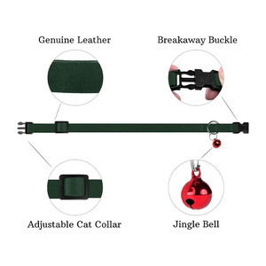 2026 Wholesale Customized Collar leather heart Comfortable Stretch Cat Collar Leash Set High quality Breathable Cat Collar - Product Image 6