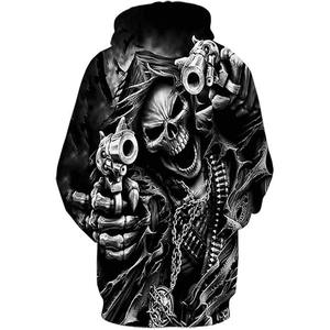 Sudadera con Capucha Oversize de Calavera Gráfica para Hombre, de Forro Polar Grueso, Estilo Urbano con Bolsillos - Product Image 3